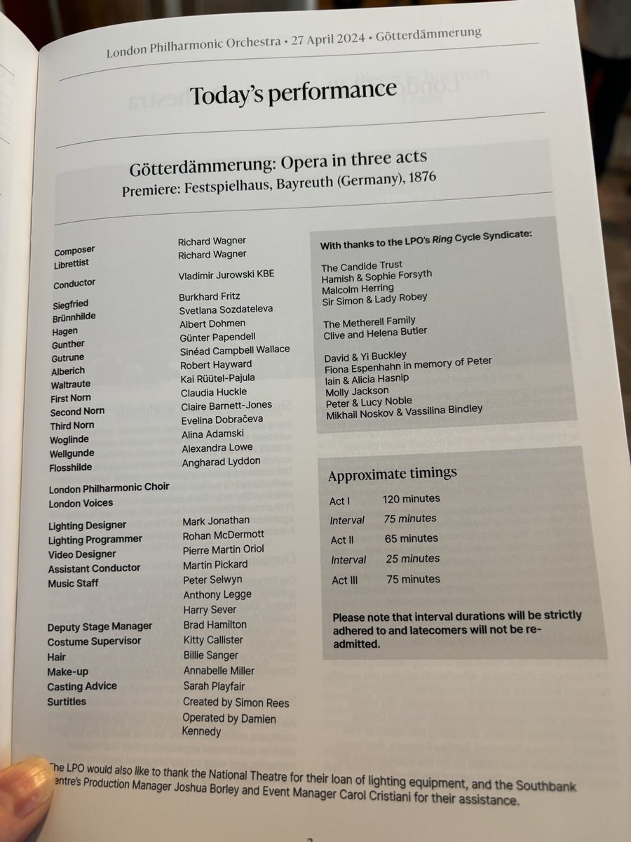 After a four-year gap since Siegfried: it’s the end of the world in six hours’ time. See you on the other side. #LPOGötterdämmerung