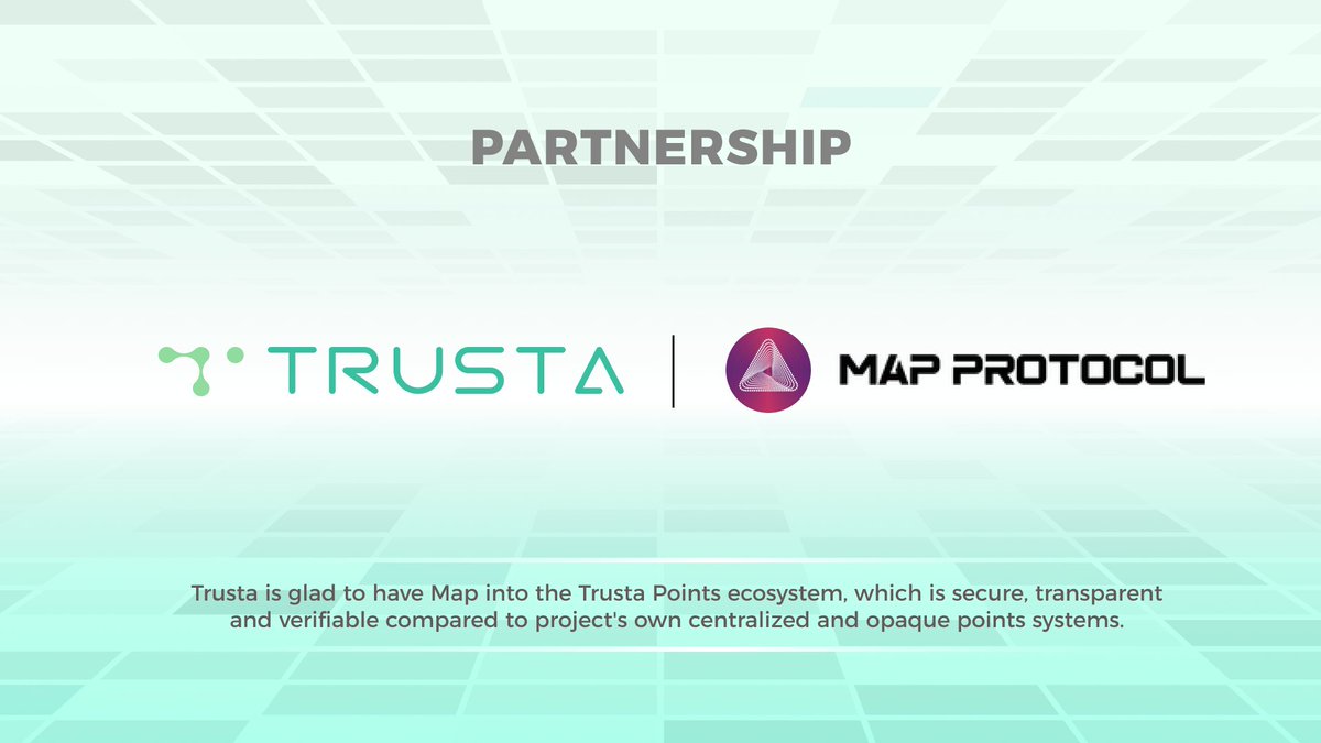 Trusta is glad to have @MapProtocol into the Trusta Points ecosystem！ ⭐️A #Bitcoin L2 for peer-to-peer interoperability, built on ZK & light clients. Every time the user completes a corresponding interaction, you will receive points——which will be exchanged for airdrop…