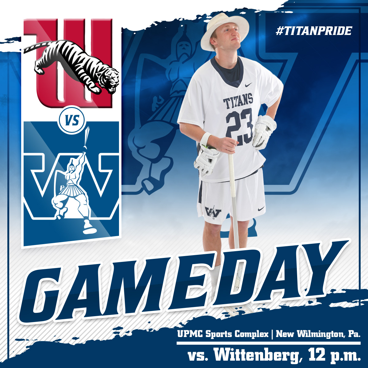 Men's lacrosse will wrap up its regular season hosting Wittenberg at the UPMC Sports Complex. Good luck Titans! 🆚Wittenberg 🕛12 p.m. 📍New Wilmington, Pa. 📺pacdigitalnetwork.com/westminster/?B… #d3mlax #pacmlax #titanpride⚔️