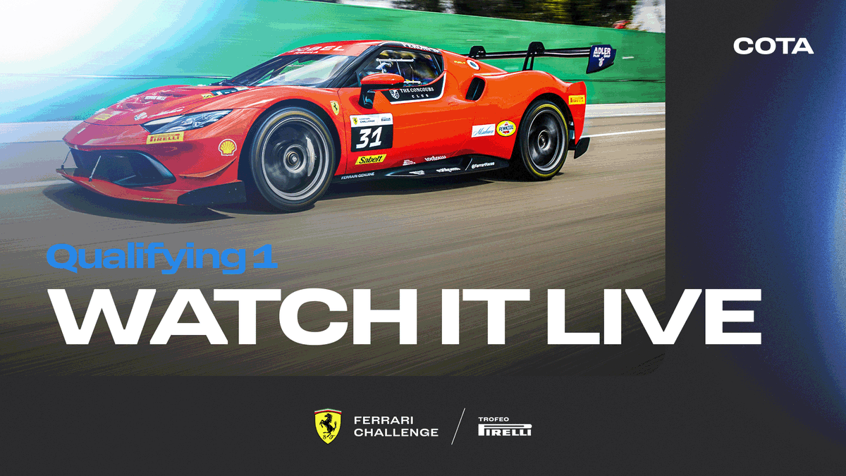 Time to set the grid 😎 Watch Qualifying for Race 1 of #FerrariChallenge North America here ➡️ live.ferrari.com Trofeo @pirellisport Coppa @ShellMotorsport #Ferrari296Challenge #FerrariCorseClienti #FerrariRaces