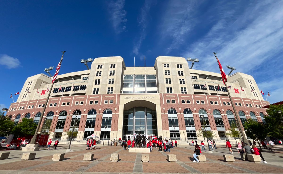 Already some early activity outside of the East Stadium & Osborne Legacy Complex this morning. Going to be a great day for the @HuskerFootball Red-White Game! #GBR 🔴🌽⚪️