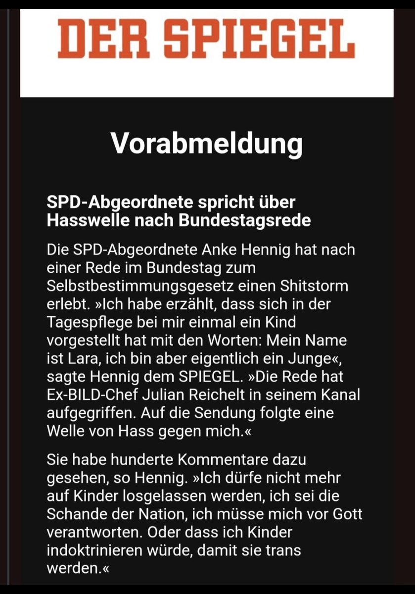 Das ist Anke Henning. Sie ist Mitglied der SPD und Bundestagsabgeordnete. Sie bezeichnet sich als „Kindertagespflegeperson” und will uns glauben machen, 6-Jährige wüssten genau, dass sie das „falsche Geschlecht” haben. Kleinkinder, die weder schreiben noch lesen können und an…