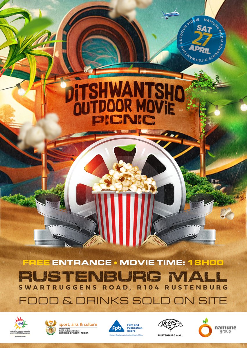 Rustenburg le ready?? 2 hours before show Popcorn, slush, food and drinks sold at the venue. 🎟️ *FREE ENTRANCE!!!* 🗓️ *Saturday 27 April 2024* ⌚️ *Movie starts at 18h00* 📍 *Rustenburg Mall*