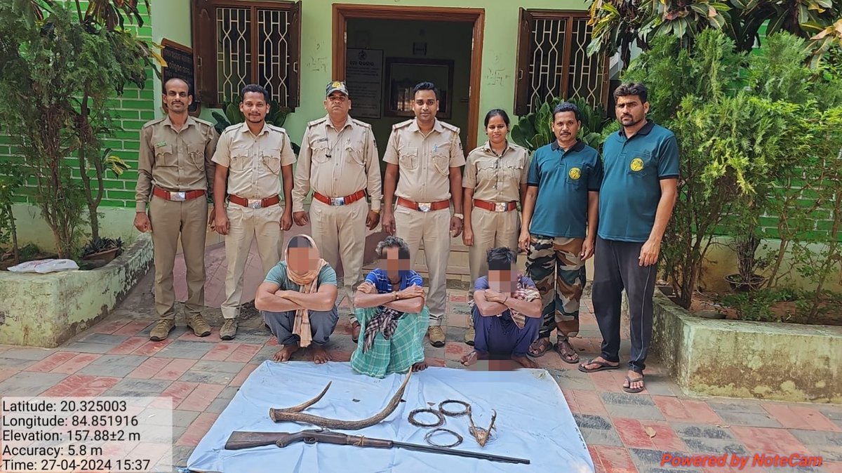 AI in shape of camera traps can catch you for cooling in jails. Three persons with gun caught in camera trap arrested today by Daspalla staff of Nayagarh. Gun, antler of samber and barking deer with traps seized. @susantananda3