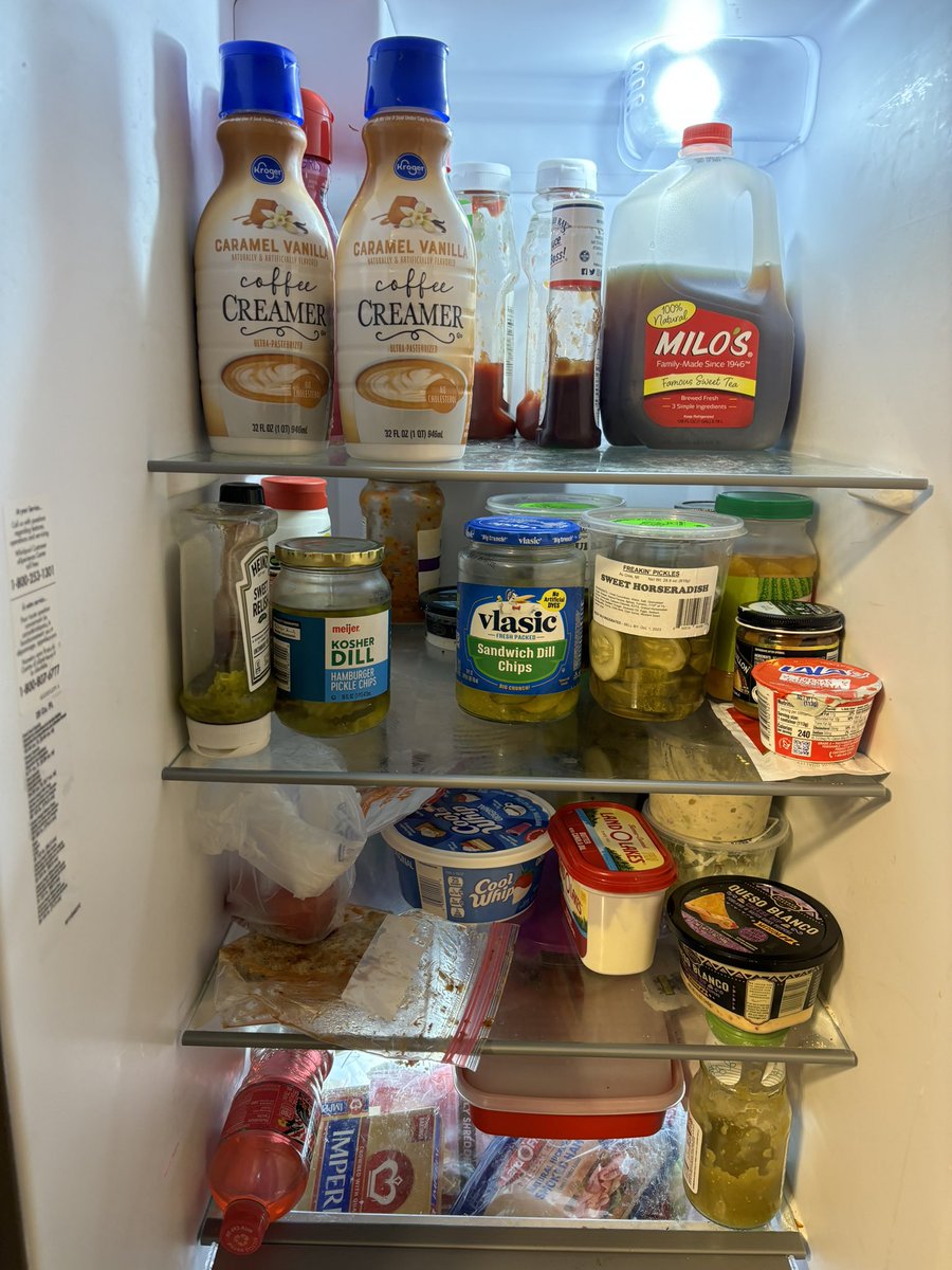 FemcelLaunch's tweet image. all i know is pickle, coffee creamer and milo’s