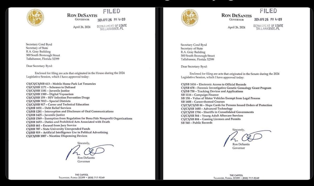 Good Morning, #DeSantisChampions!🇺🇸
Yesterday, #AmericasGov signed 28 bills into law!
#DeSantisDelivers #MakeAmericaFlorida #NoExcuses