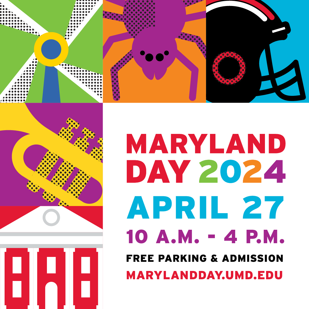 Today is #MarylandDay! Stop by Jimenez Hall for the following activities today: - Stories in Spanish, noon - 1 p.m. in Jimenez Hall Lobby - Get Physical, 11 a.m. - 2 p.m. outside of the Main Entrance - Great Book Giveaway in the Jimenez Hall lobby and outside of the main entrance