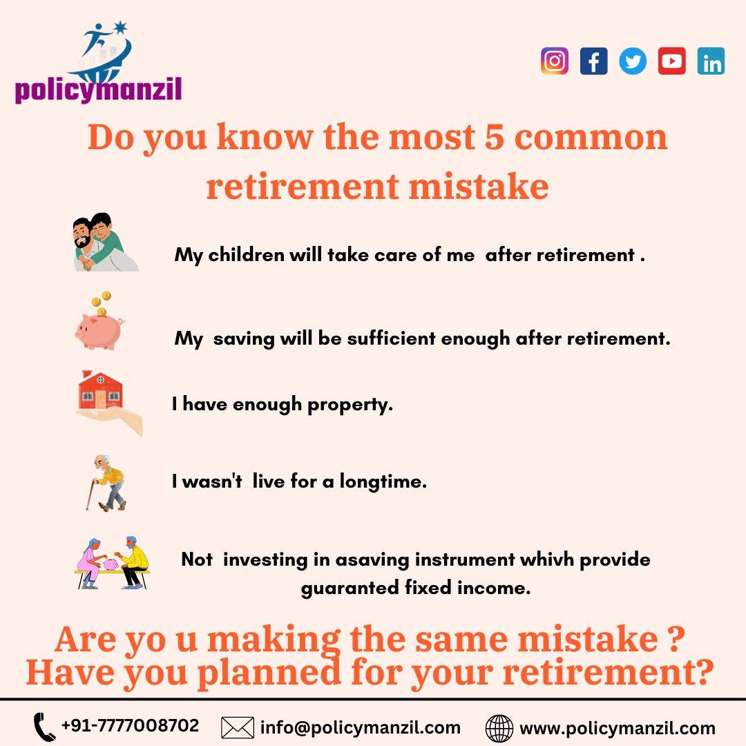 Planning for retirement?🚫💸
Don't fall into these common retirement traps! Educate yourself on the 5 mistakes to avoid for a comfortable retirement. 📉💡
#RetirementTips #FinancialSecurity #PlanAhead #RetirementGoals #SmartInvesting #SecureFuture