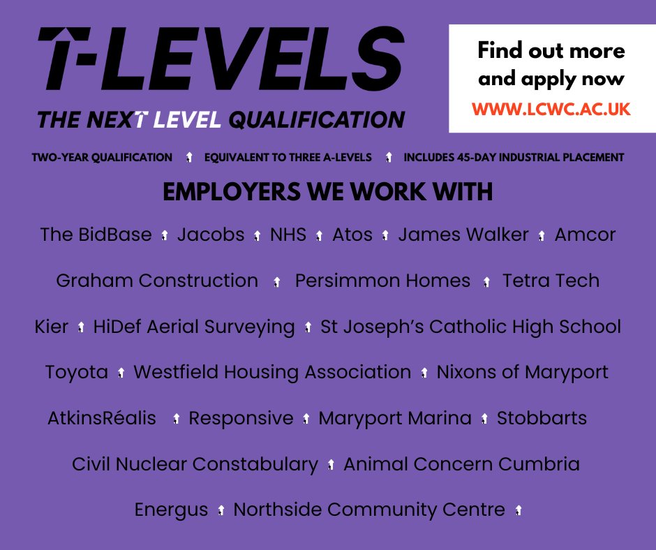 We work with a range of employers to deliver high-quality industrial placements in a variety of industries for our T Level learners.

If you are interested in hosting T Level placements in your business, please email bethanyg@lcwc.ac.uk

#SkillsForLife #ItAllStartsWithSkills