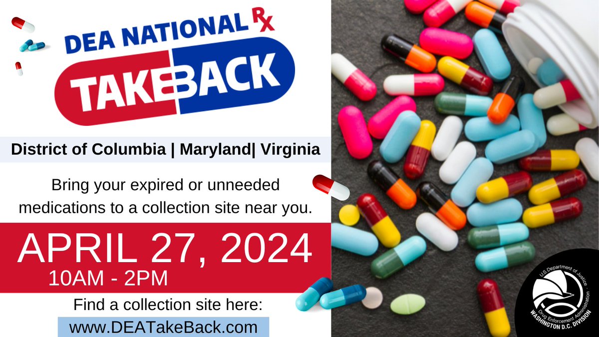 We are open! #TakeBackDay! Bring your expired or unneeded medications to a collection site near you. From 10 AM- 2 PM. Find a collection site near you: deaTakeBack.com