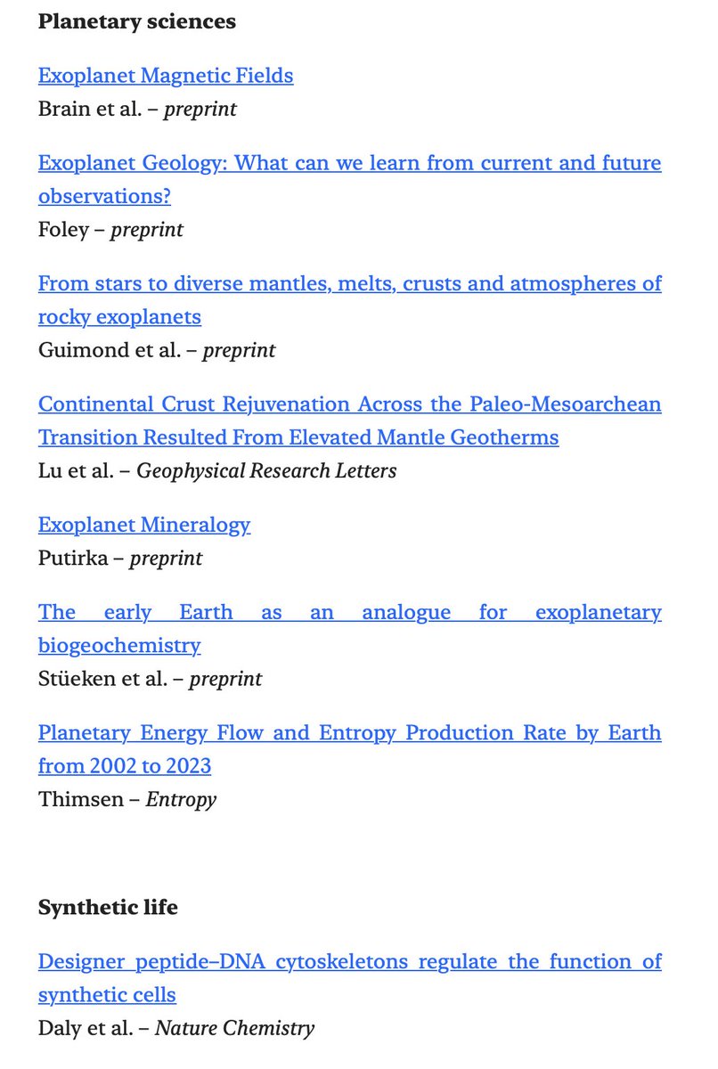 🔔#OriginOfLife digest — April 29
17 new papers, 1 by @oolen_org members
— Europan life
— asteroid Bennu
— exoplanet atmospheres, magnetic fields
— phase separation (Smokers, Nakashima)
— active droplets
— exoplanet mineralogy
— synthetic cells
buttondown.email/ooldigest/arch…
