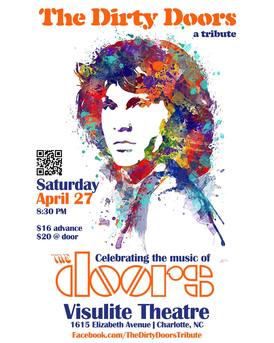 TheDirtyDoors's tweet photo. TONIGHT! The Dirty Doors return to the Visulite Theatre in Charlotte, North Carolina on April 27. Get your tickets now and join us as we celebrate the music of The Doors!

Tickets &amp; Info:
https://t.co/E5u7889s4A

#thedirtydoors #thedoors https://t.co/JbFweUaJtQ