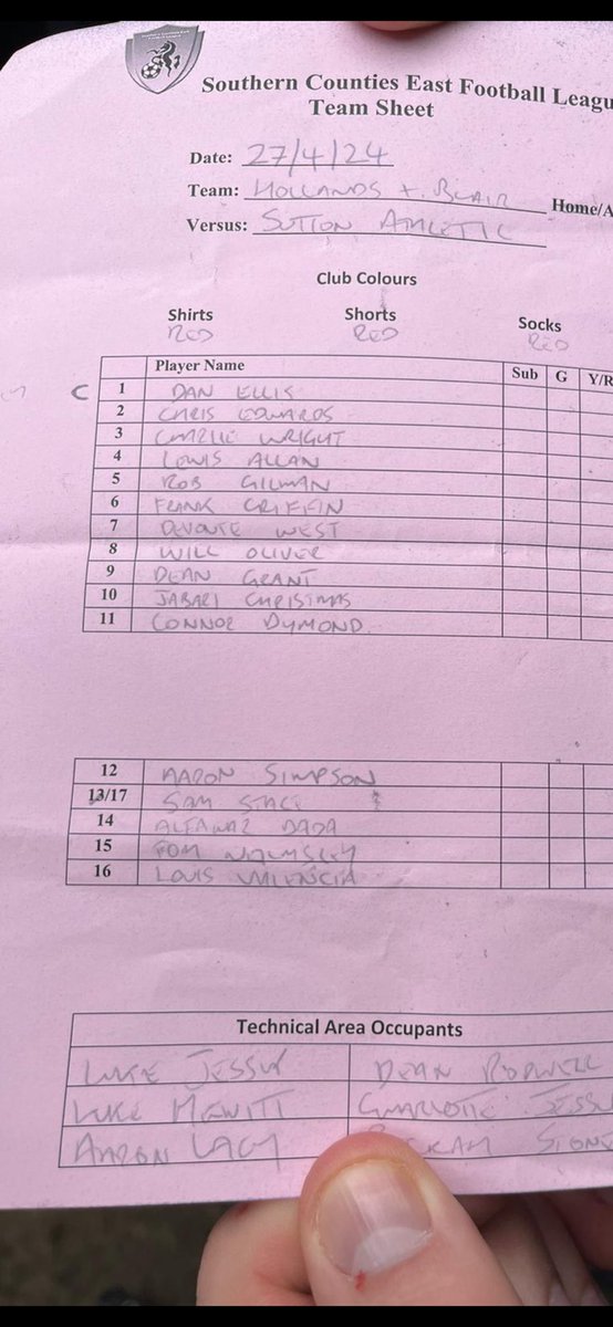 One change here, Stace starts, Christmas on the bench @Sutton_Athletic v @hollandsblairfc