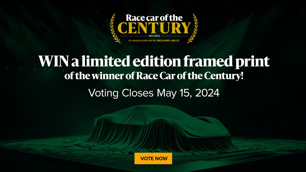 Don't miss out on the chance to win by voting in Motor Sport's Race Car of the Century in association with @Richard_Mille. Vote Now: bit.ly/3TFjnPW #MotorSport100 #RaceCaroftheCentury #RC100 #RichardMille