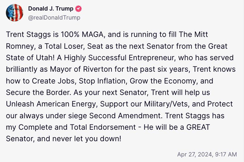 Trump stands with Mayor Staggs!