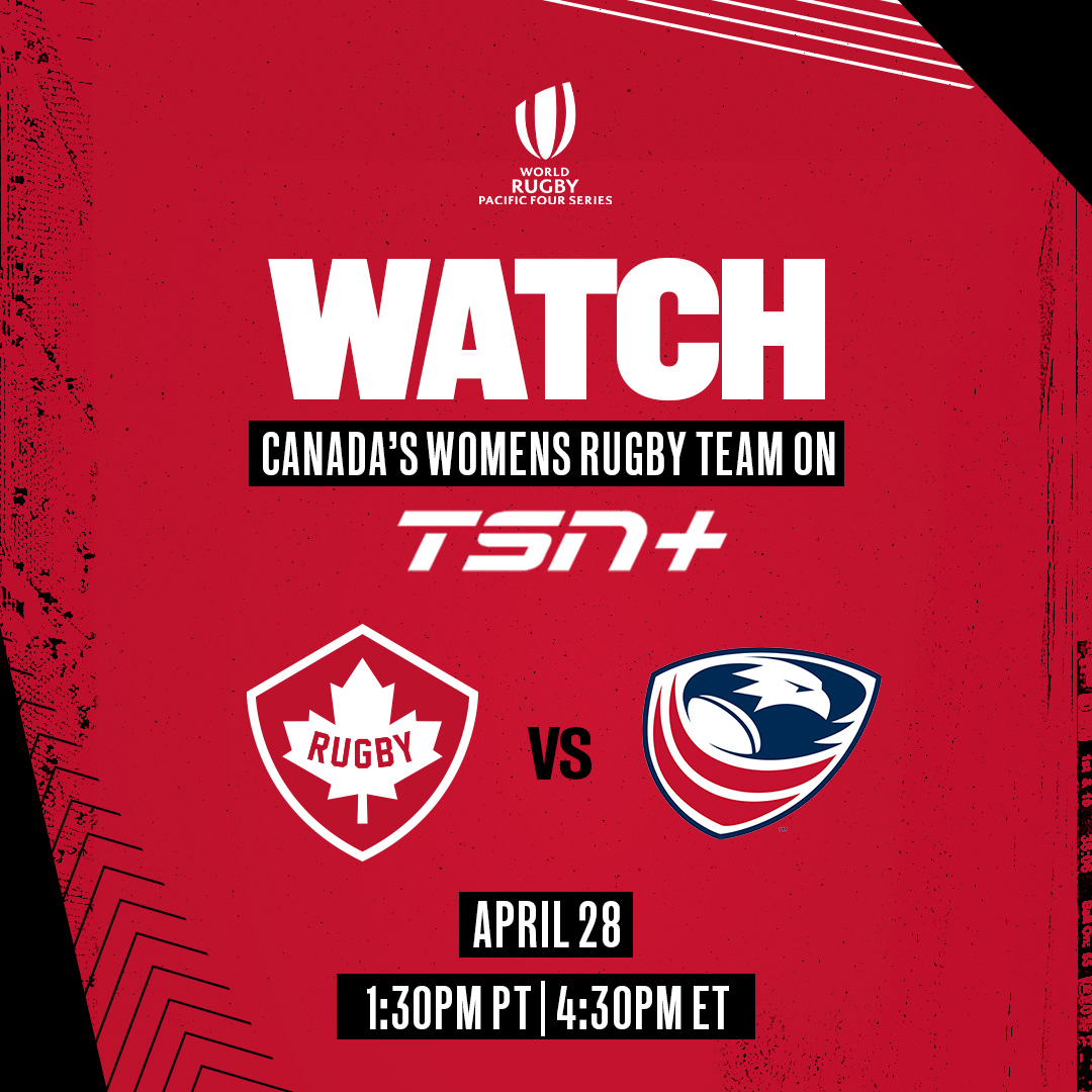 WHERE TO WATCH💻 

Canada vs USA will be streamed live on TSN+ on Sunday, April 28 at 1:30 p.m. PT/4:30 p.m. ET., with an encore broadcast on TSN2 at 7:00 p.m. PT/10:00 p.m. ET. 📺 

#RugbyCA | #OneSquad