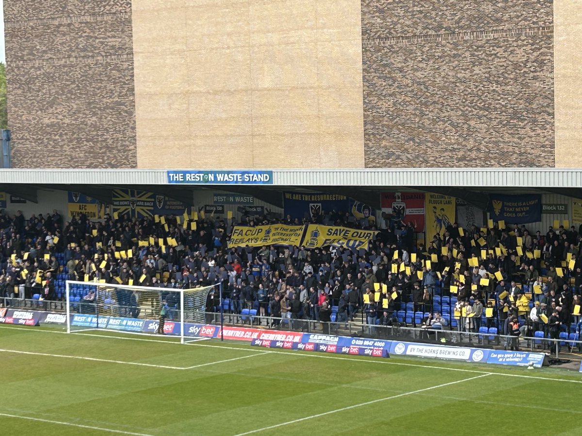 ivor27's tweet photo. .⁦@AFCWimbledon⁩ let’s get behind this message. It’s time for us to fight the FA again. We literally have to stand up and be counted. No need to be meek and mild about it. This is wrong and we need to scream it out. https://t.co/UvgbCFXaGj