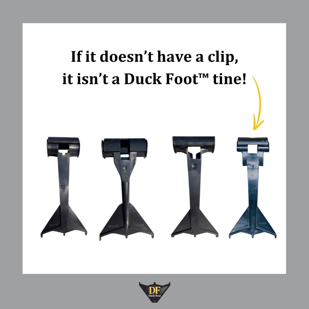 duckfootparts's tweet photo. If it doesn’t have a clip and it doesn’t say Duck Foot™ on the paddle, it isn’t the Duck Foot™! 
We have put a lot of time and effort in research, development and improvement when creating our paddle tines, which is why we have them patent and trademark protected. 
#duckfoot https://t.co/cOjIMhfwhF