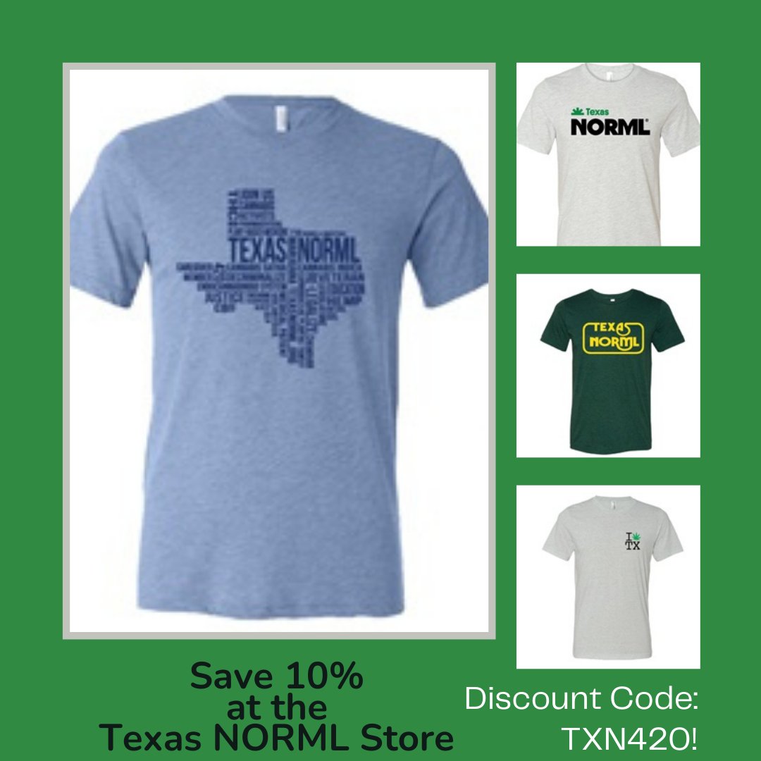 Texas NORML shirts are super comfortable!

They're also 10% off this month!

Use code TXN420! at checkout.

Visit shop.texasnorml.org