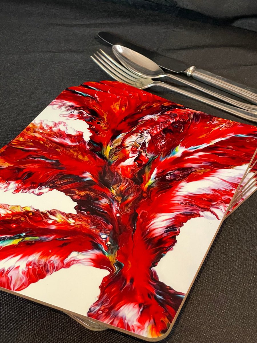 Make a splash at your next dinner party, with these contemporary placemats. Find this design and more here: flowbyflo.etsy.com/listing/172202…. #placemat #tableware #etsyuk #shopsmall #shoplocal #supportlocalartists #funkydesign #worcesteruk #uniquegifts #fluidart #felicityosborne #arttobuy
