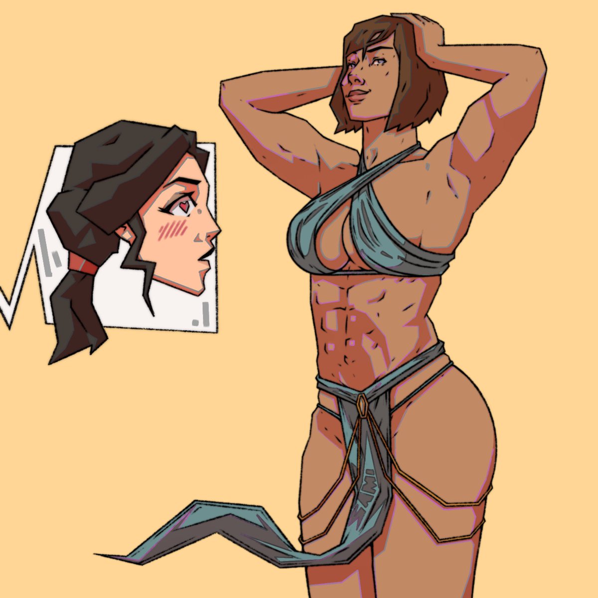 Here’s the version with Korra in the dress, very tempted to draw Nuktuk in this at some point. 😅