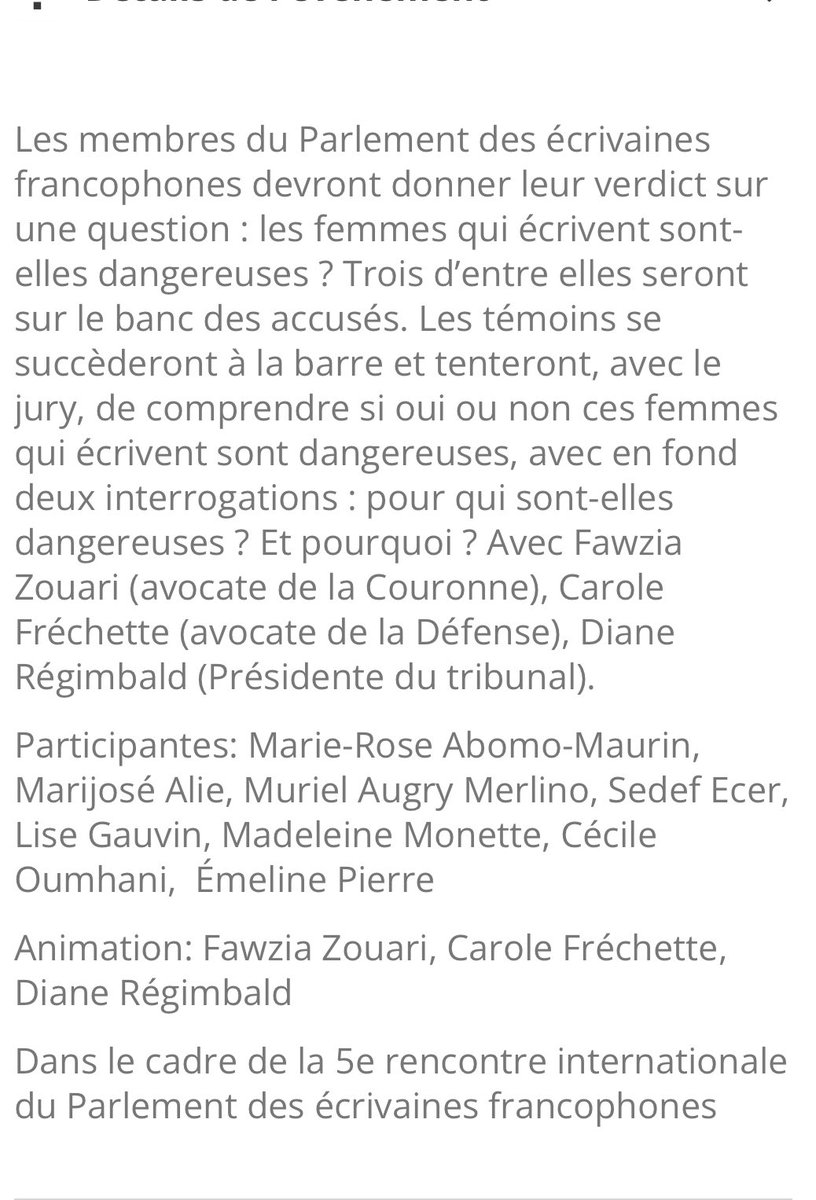 Le procès des écrivaines au Festival international Métropolis bleu à Montréal a lieu ce soir à 18 heures 30 #femmes #écrivaines #Parlementdesécrivainesfrancophones