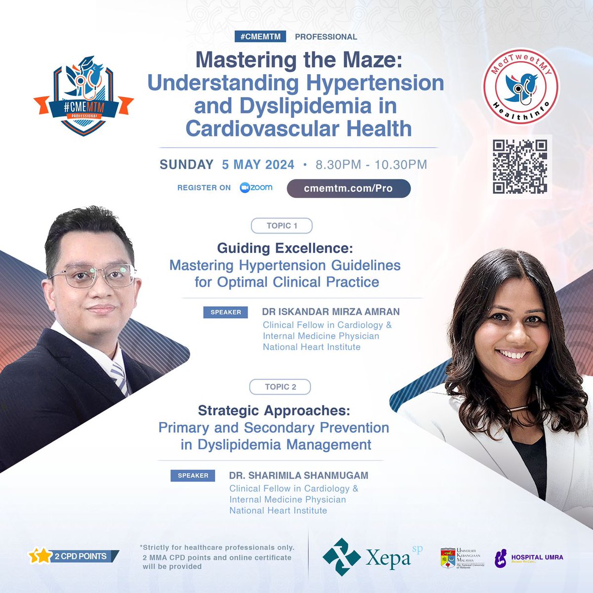 Our organisation is pleased to announce a webinar session scheduled for next Sunday night, May 5, 2024, from 8:30 PM to 10:30 PM. The session, titled 'Mastering the Maze: Understanding Hypertension and Dyslipidemia in Cardiovascular Health,' will features two esteemed speakers.…