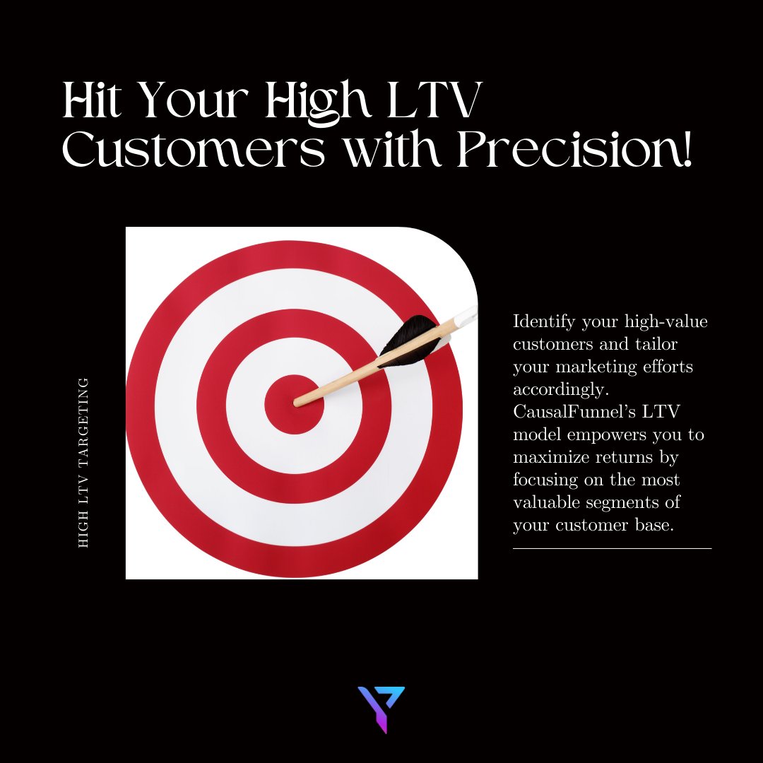 Hit the bullseye with your marketing efforts! Leverage the power of LTV to target high-value customers and boost your bottom line.  #CausalFunnel #CausalFunnelMagic #PrecisionMarketing #CustomerValue