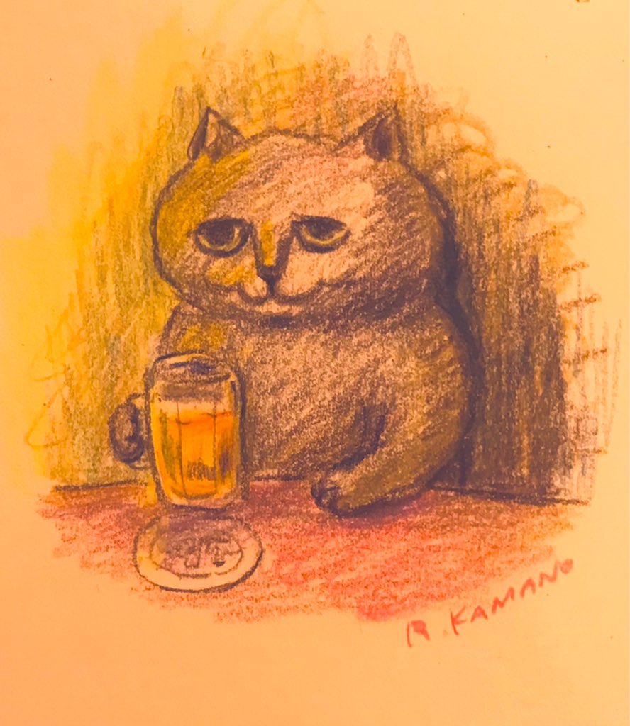 「今日はビールを飲みました 」|カマノレイコのイラスト