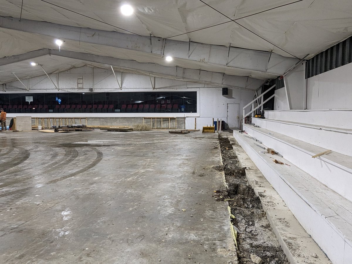 Another night of incredible progress at the rink considering it's still April! Sure looks different inside! #LooksBigger #SoMuchRoomForActivities
