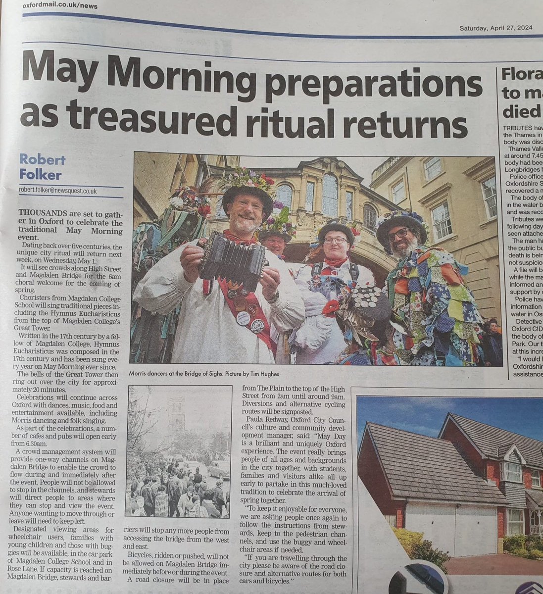 Poster boys for the Oxford Mail again! 😂#maydaymorris #morrisdancing #dance #song #may #morrisdancing #dance #folkdance #folksong #oxfordmaymorning