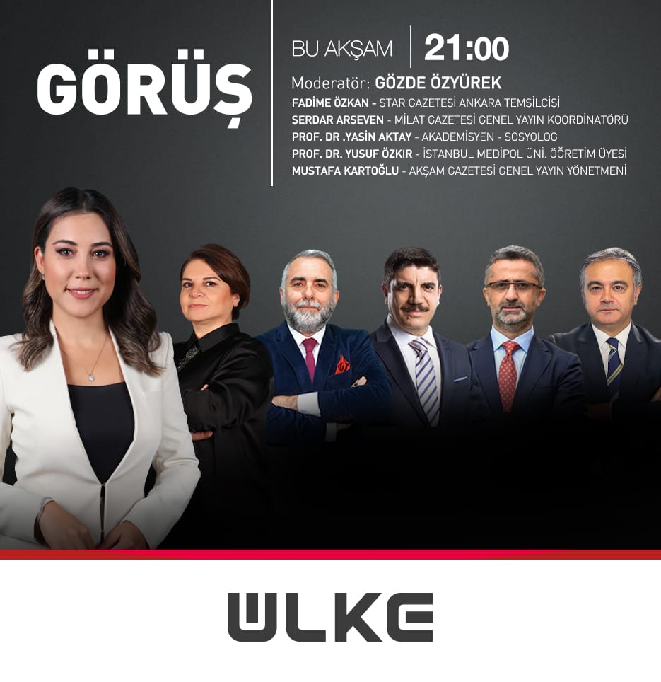 @gozyurek52 sunduğu 'Görüş' programına Star Gazetesi Ankara Temsilcisi @fadimeozkan Milat Gazetesi Genel Yayın Koordinatörü @sarseven Akademisyen/Sosyolog @yaktay Akademisyen @yusufozkir ve Akşam Gazetesi Genel Yayın Yönetmeni @mkartoglu konuk oluyor. 'Görüş' bu akşam 21.00'de…