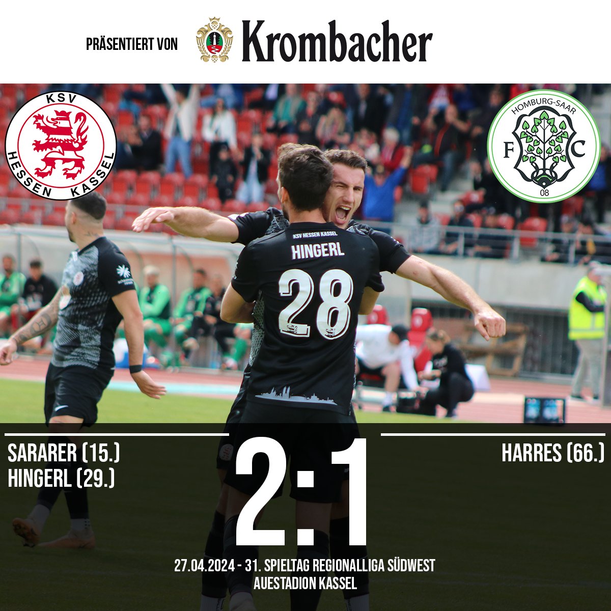 HEIMSIEG! Die Löwen zeigen die perfekte Reaktion auf das Pokalaus und schlagen den FC Homburg mit 2:1! 🦁⚽️💪 #ksvhessen #kassel #ksvhessenkassel #löwen #ksvfch #regionalligasüdwest