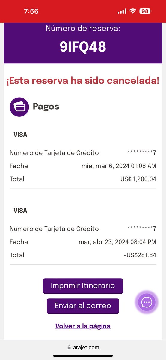 moli_moliii's tweet photo. @AraJetAirlines perdimos nuestro vuelo de ida y tuvimos que comprar otro. Durante la solicitud de reembolso también cancelaron nuestros boletos de regreso, cuando especificamos en su formulario que sería solamente el de ida. Aún no hemos tenido resolucion @Vicmpacheco gracias! https://t.co/Wy9P3d0MHs