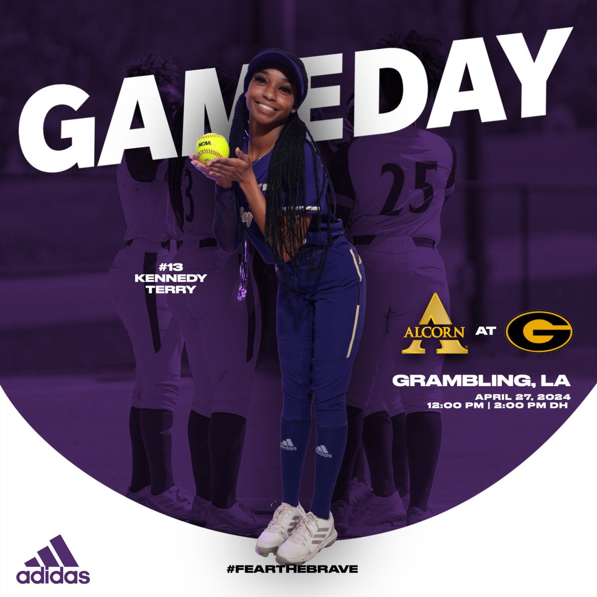 🚨 GAMEDAY 🚨

🆚️ @GSU_TIGERS
⏰: 12:00 PM | 2:00 PM DH
📍: Grambling, LA 

#FearTheBrave #SWACSB