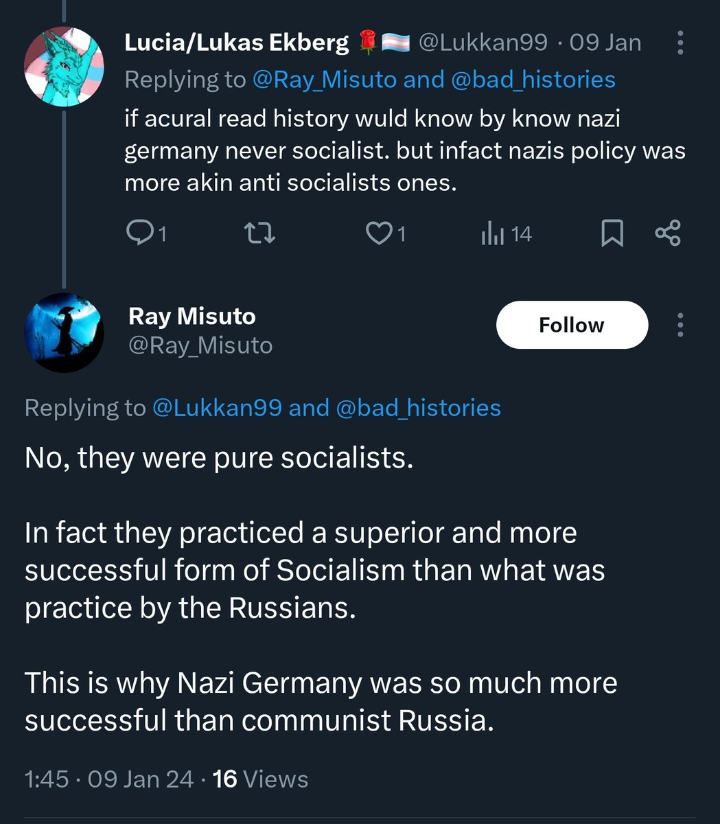 I have to laugh hard at people who think they understand 'leftists' while at the same time believing the Nazi's were Socialists lol This you?