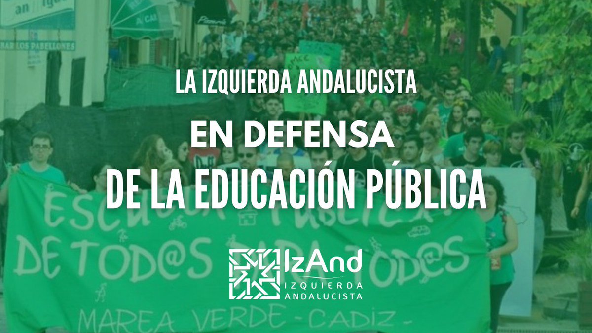 👉Jornada de apoyo a la EDUCACIÓN PÚBLICA. 
🚫🖐Contra las políticas del PP,que buscan potenciar la Educación Privada a consta de los fondos públicos. 
✊️💚🤍💚Desde el Andalucismo defendemos una Educación Pública, Universal,llena de Cultura, Identidad e Historia Andaluza.