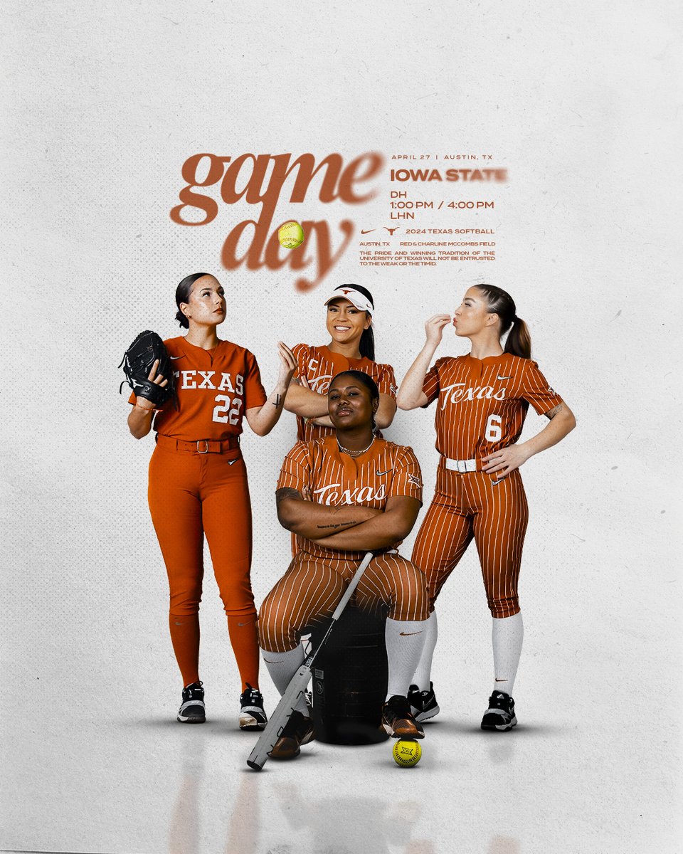 playing a DOUBLEHEADER* today 🤘 *due to weathered forecasted this weekend, the Horns and @cyclonesb will play at 1⃣ and 4⃣ today. linktr.ee/TexasSoftball #HookEm | @TexasLonghorns