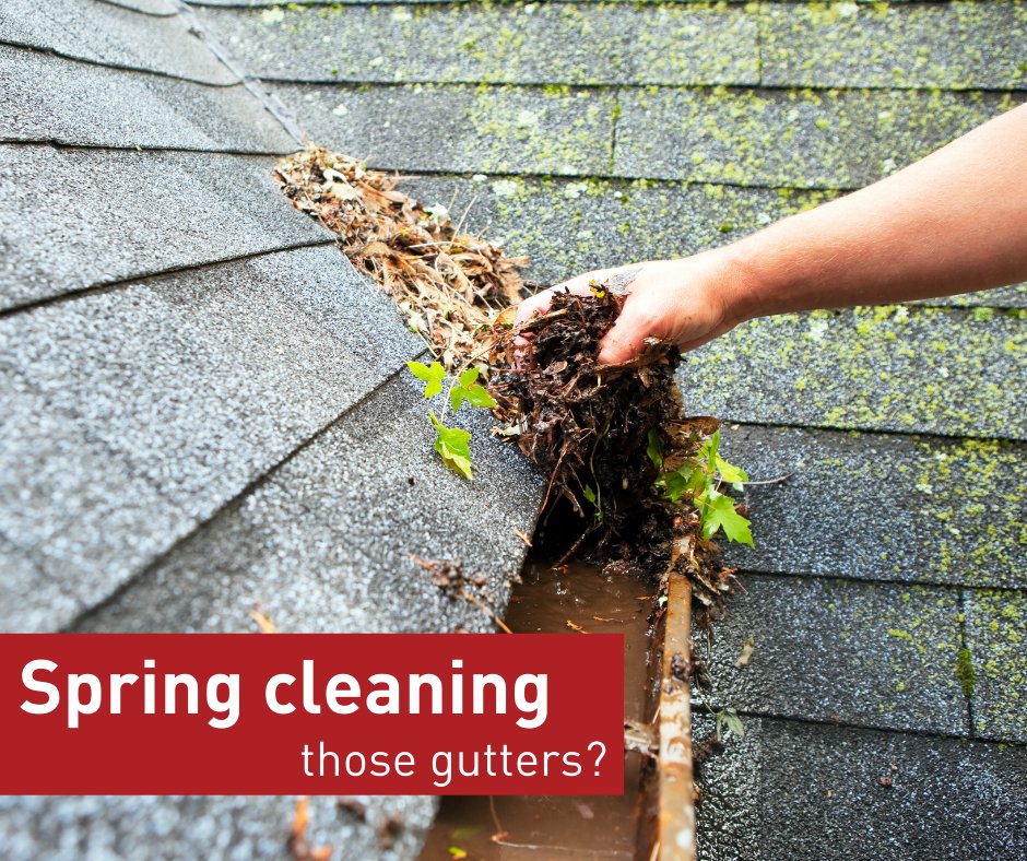 Don’t let spring gutter cleaning be a shock – make sure to keep yourself, tools, and your ladder at least 10 feet from all wires.