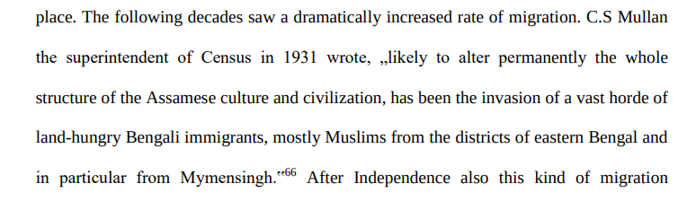 It seems that even the British were ethno-fascist on behalf of the Assamese, as they could even see the invasion of the immigrants: