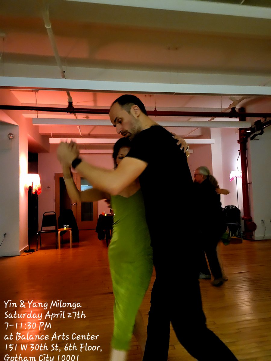 bearsr123's tweet photo. Yin &amp; Yang a traditional milonga 
Saturday April 27th  7-11:30 PM
We will have booze &amp; light snacks + BYOB 
Diversity and inclusion, everyone
is welcome in our house
LGBTQIA+ friendly.  
Balance Arts Center
151 W 30th St, 6th Floor,
New York, NY 10001 https://t.co/plnVTg9Wxk