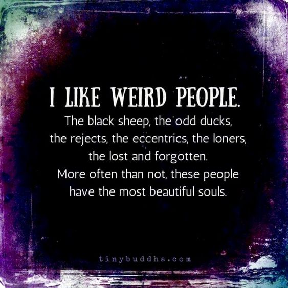 This is 💯me! Many of these types of people have been the coolest & nicest people that I've been blessed to have as friends (on social media & in real life) #Weird #weirdo #blacksheep #eccentric #lonely #friends #society #socialmedia