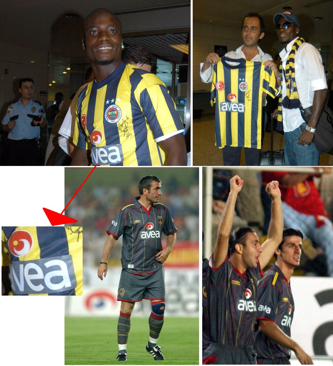 Appiah'ın imza töreninde giydiği Fenerbahçe formasının Avea reklamı, bir önceki sezonun Galatasaray formasından alınmıştır.