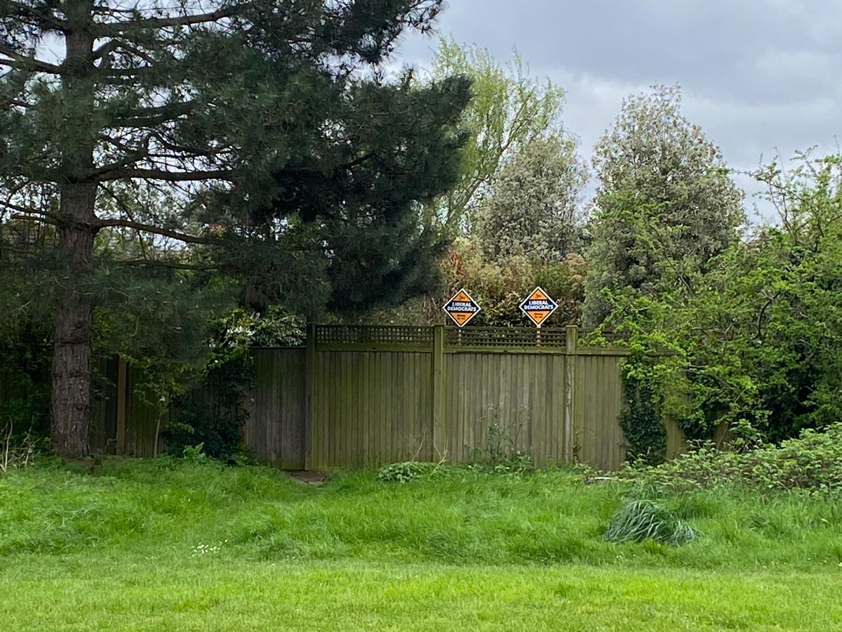 Here, there and everywhere - great to see so many @LibDems stakeboards brightening up #EsherAndWalton ahead of this week's #LocalElections 🔶🧡