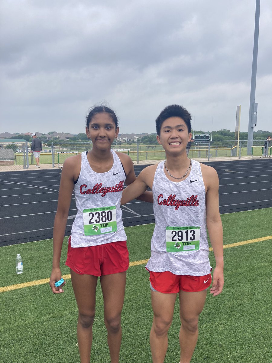 Awesome PR’s this morning for sophomores Amrita Thiru & Thomas Tran! Thomas moves into #6 all time at CHHS with his 4:35 ⚡️⚡️⚡️