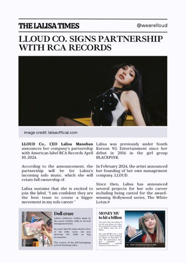 We now have our own Magazine THE LALISA TIMES for monthly summary of Lisa news So so cool omg😭