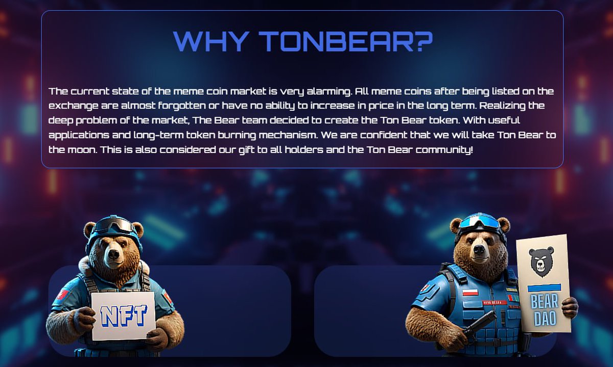TBEAR_Ton's tweet photo. 🎈🐻‍❄️ Discover TonBear! 🐻‍❄️🎈

In a market filled with forgotten meme coins, TonBear stands out with a clear vision and a long-term strategy.

With useful applications and a mechanism for token burning, we're confident TonBear will soar to new heights. Join us on this journey to success! 

#ton #crypto #bearton #TONCOIN #memecoins #socialfi #gamefi