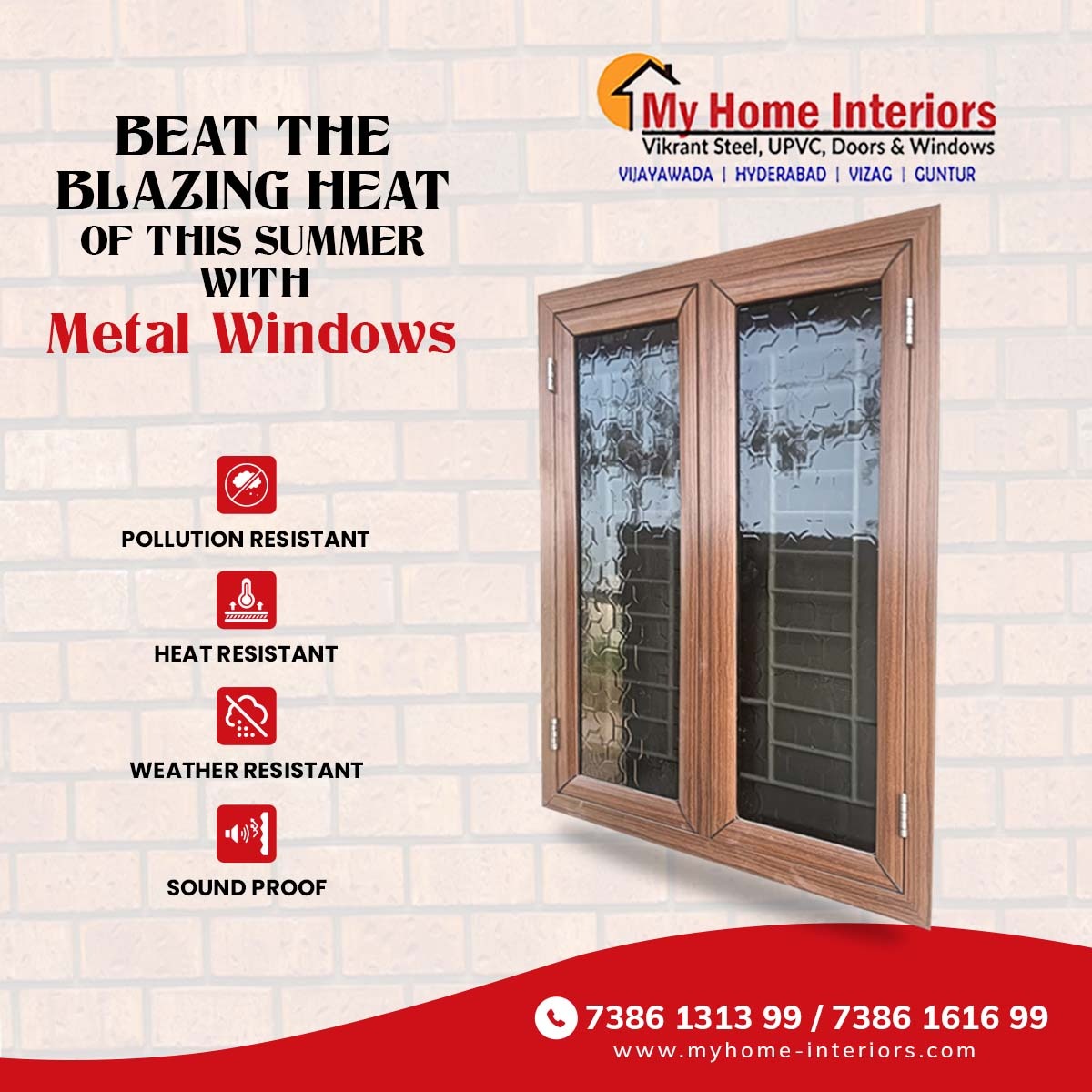 Tired of sweating it out in your home during the scorching summer heat? The solution is as simple as upgrading to metal windows from My Home Interiors 

.
#HomeUpgrade #CoolComfort #EnergyEfficiency #ModernLiving #SleekDesign #sunblocker #IndoorOasis #SummerRelief #StylishSpaces