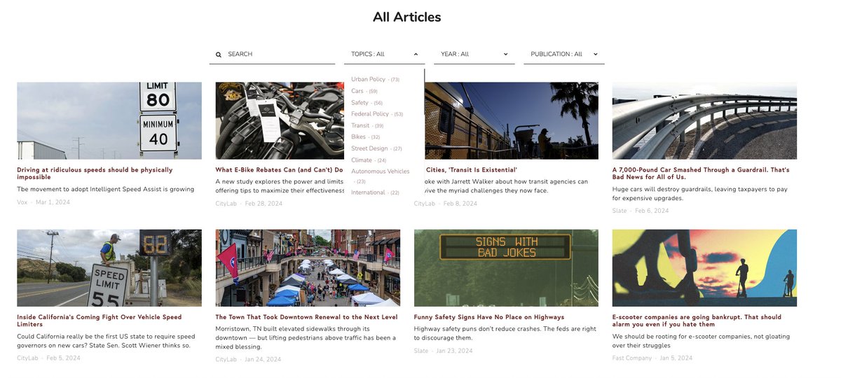 Reminder that 150+ of my articles on transportation, technology, and cities are available on my website: davidzipper.com/writing Easy to search by topic (E-bikes, Safety, Autonomous Vehicles, etc)