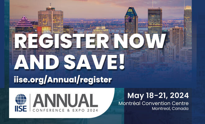 Attending #IISEAnnual2024 in Montreal? Lock in the advanced rate right now and save on what you’d already be paying for on-site registration: iise.org/annual/register

#industrialengineer #systemsengineer #processimprovement #sixsigma #kaizen #continuousimprovement